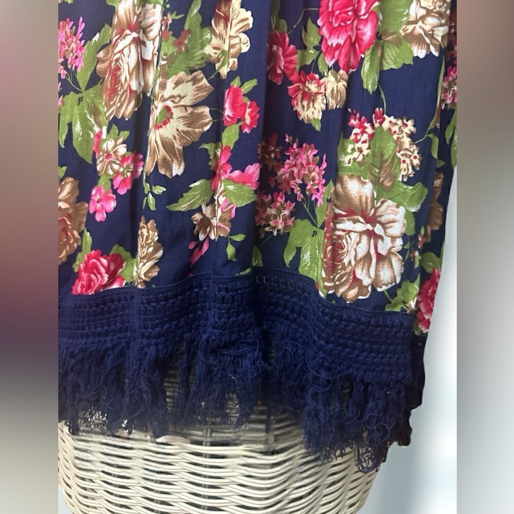ANTHROPOLOGIE EASEL BOHO Western Festival floral print fringe maxi dress Size M - Picture 6 of 16